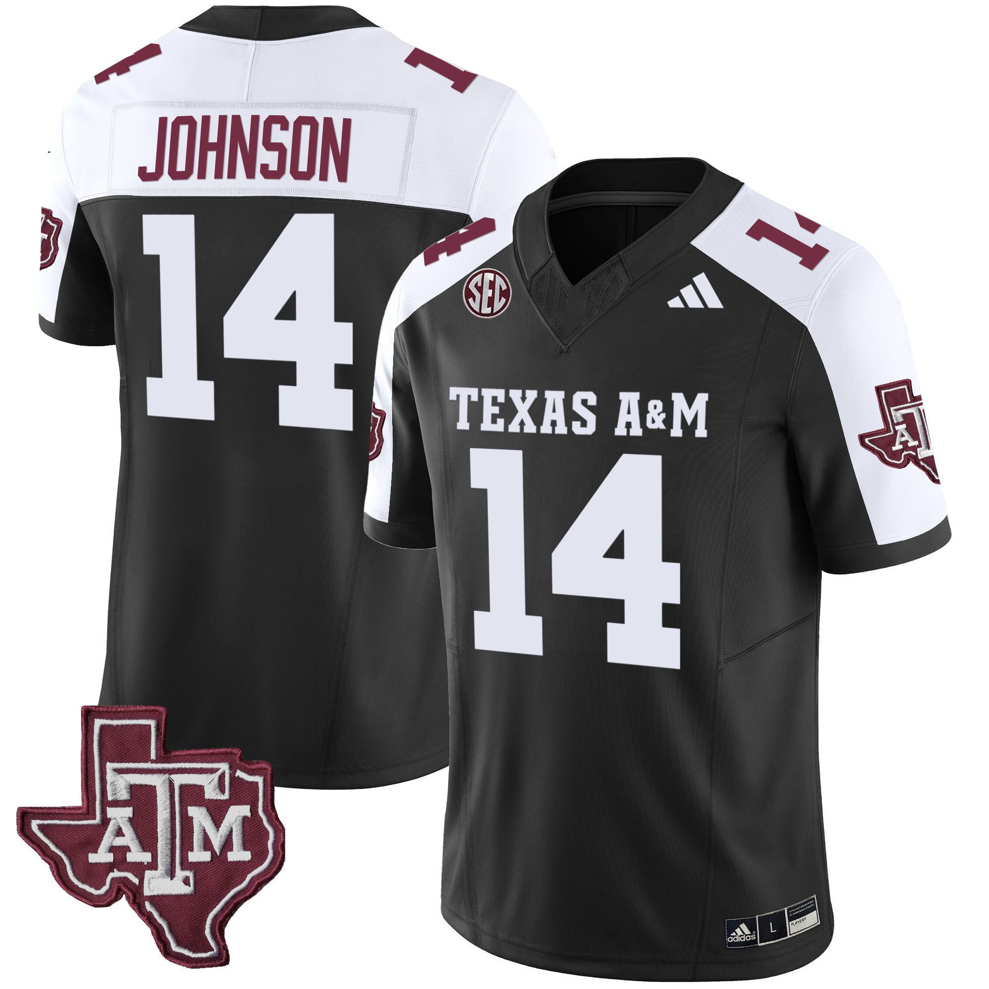 Men Texas A&M Aggies #14 Johnson Black 2024 Vapor Limited NCAA Jersey